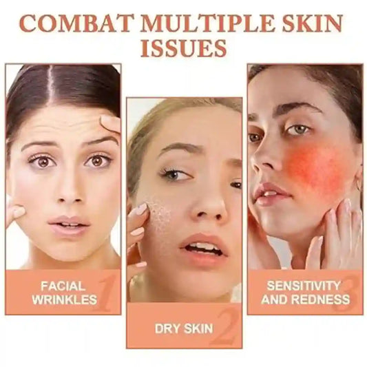 Three women with different skin issues displayed on a white background with text 'Combat Multiple Skin Issues'.