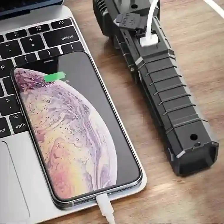 Rechargeable LED Torch Light | Tactical Hammer & Power Bank Flashlight