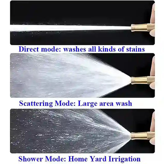 Three modes of a water spray tool with text labels on a black background