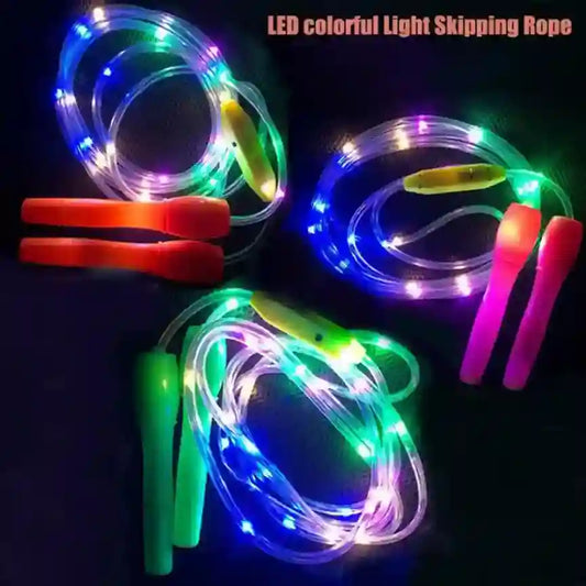 LED colorful light skipping rope set on a dark background