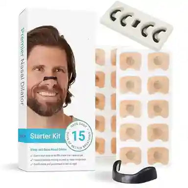 Nasal dilator starter kit with packaging featuring a man's face.