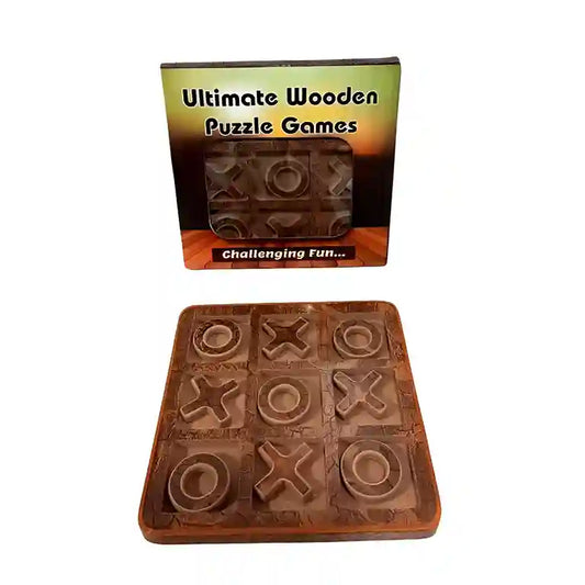 Wooden puzzle game with packaging labeled 'Ultimate Wooden Puzzle Games' on a white background