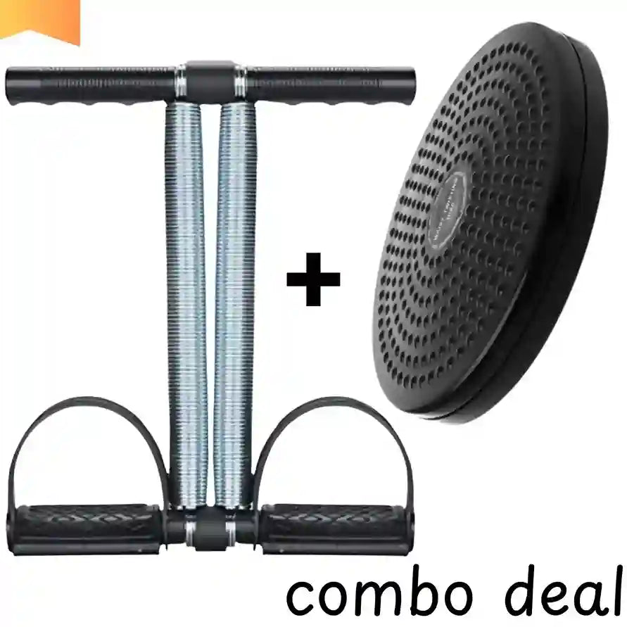Fitness equipment with a shower head labeled 'combo deal' on a white background