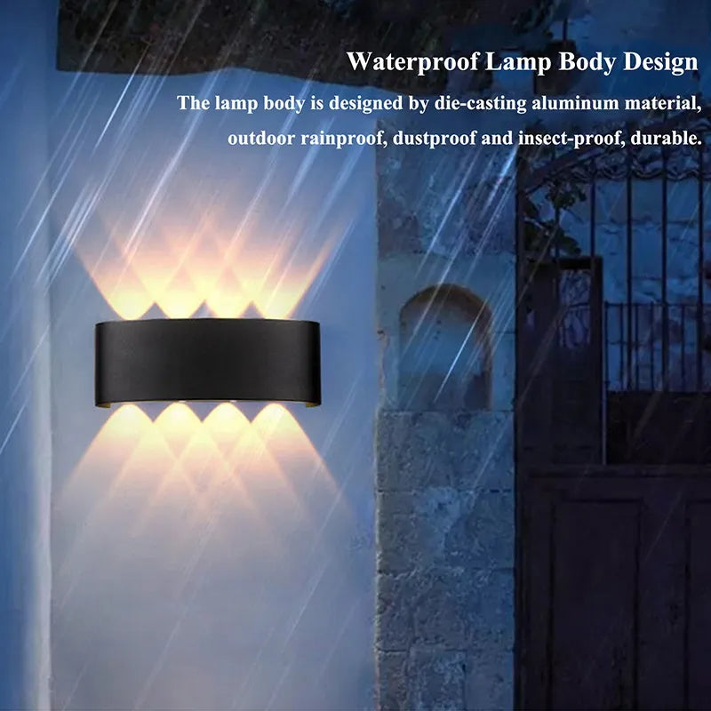 8-Side Outdoor Waterproof LED Wall Light – 8W Aluminium IP65 Lamp