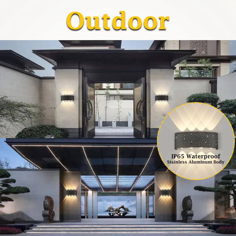 8-Side Outdoor Waterproof LED Wall Light – 8W Aluminium IP65 Lamp