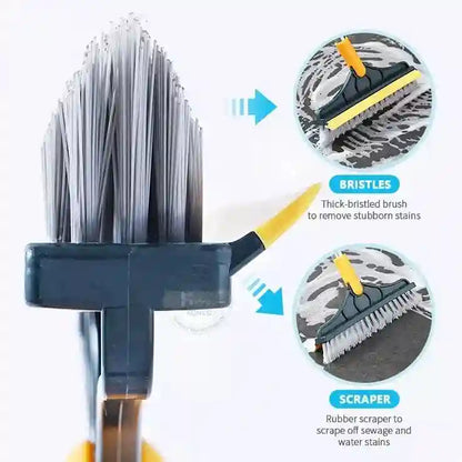 Cleaning brush with bristles and scraper on a white background