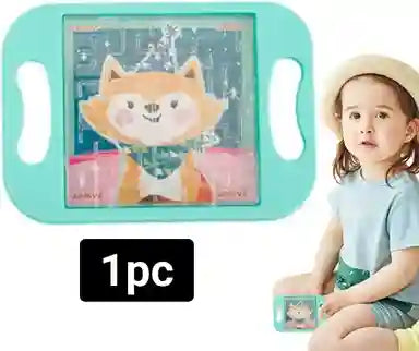 Child with a cartoon tablet and a child holding a green toy with a cartoon character on a white background