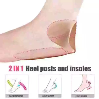 Heel post and insole product with foot illustration on a white background