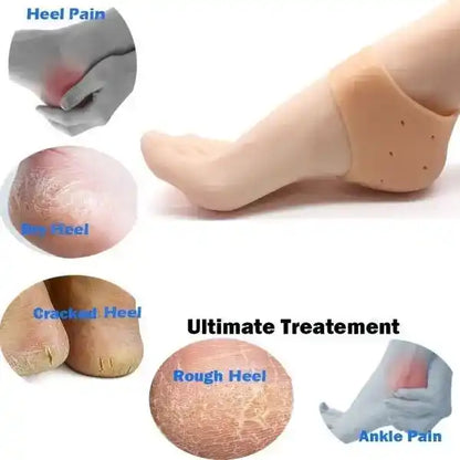 Product for treating heel pain, rough heel, ankle pain, and cracked heel on a white background.