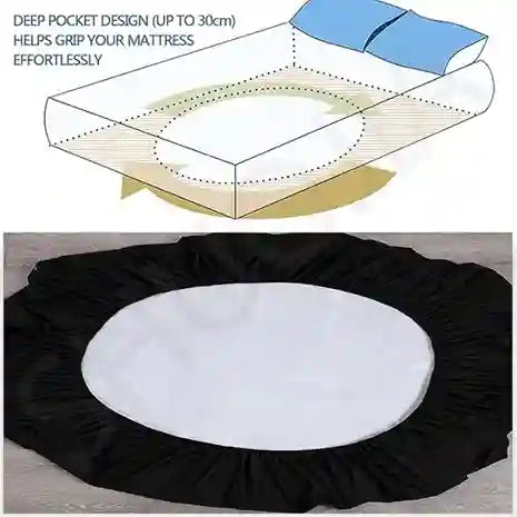 Fitted sheet with deep pocket design on a mattress, showing how it grips the mattress.