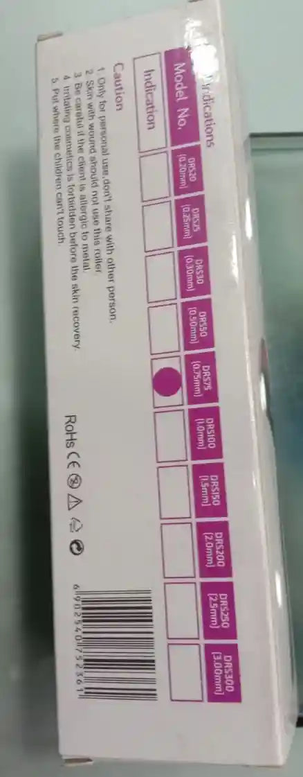 Medical device packaging with text and barcodes on a white background