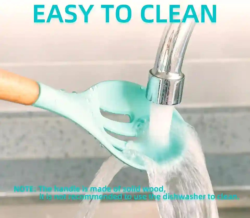 Hand washing a faucet with water, emphasizing ease of cleaning.