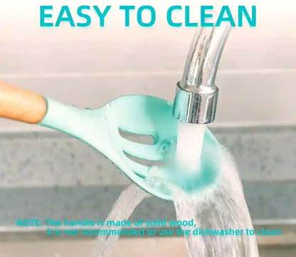 Hand washing a faucet with water, emphasizing ease of cleaning.