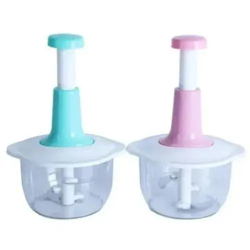 Two kitchen tools with colorful handles on a white background