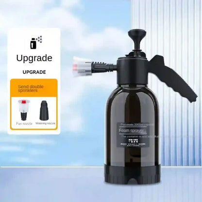 Black foam sprayer with upgrade packaging on a blue background