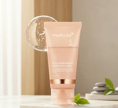 Tube of Medicube Collagen Night Mask on a neutral background