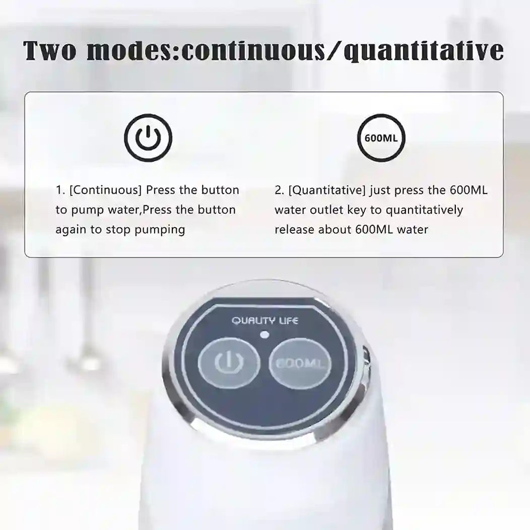 Control panel with two modes: continuous and quantitative, on a blurred background.