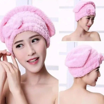 Pink towel wrap on a person with a white background