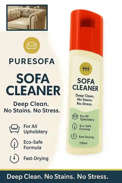 Puresofa sofa cleaner bottle with packaging on a white background