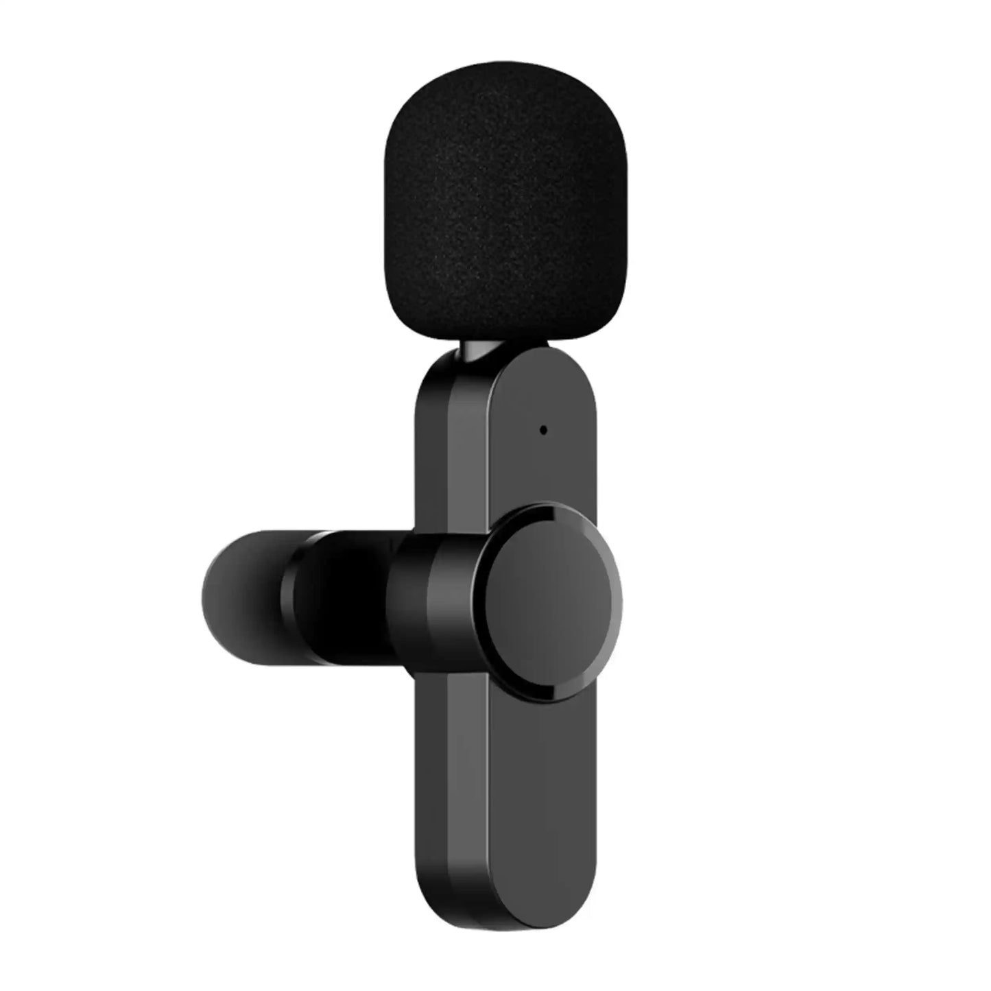 Black door handle with microphone on a white background