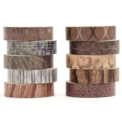 Set of patterned tape rolls on a white background