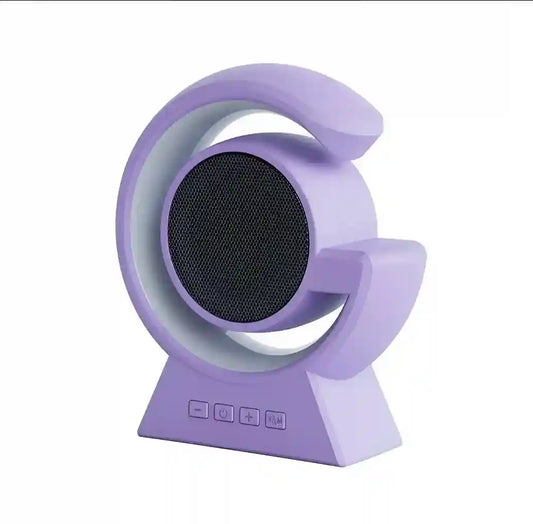 Purple hair dryer with black nozzle on a white background