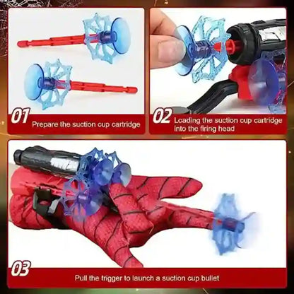 Step-by-step guide on how to use a suction cup launcher with close-up details.
