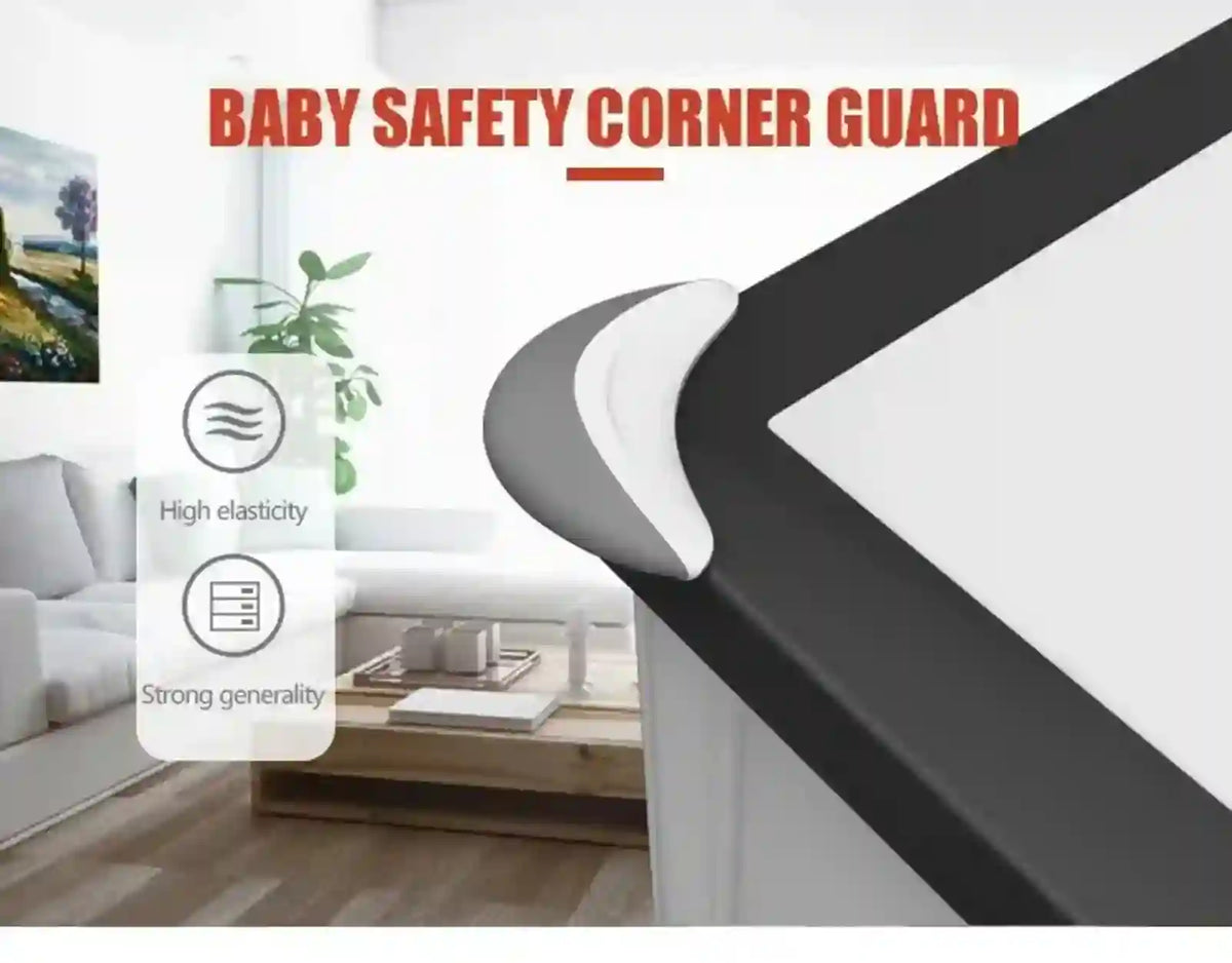 Baby safety corner guard with living room background