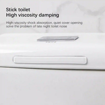 White toilet with text highlighting high-viscosity damping feature