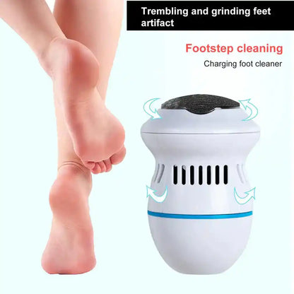 Footstep cleaning device with a foot stepping on it, labeled as a 'trembling and grinding feet artifact'.