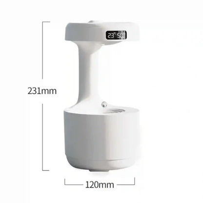 White electronic device with digital display and measurements on a white background