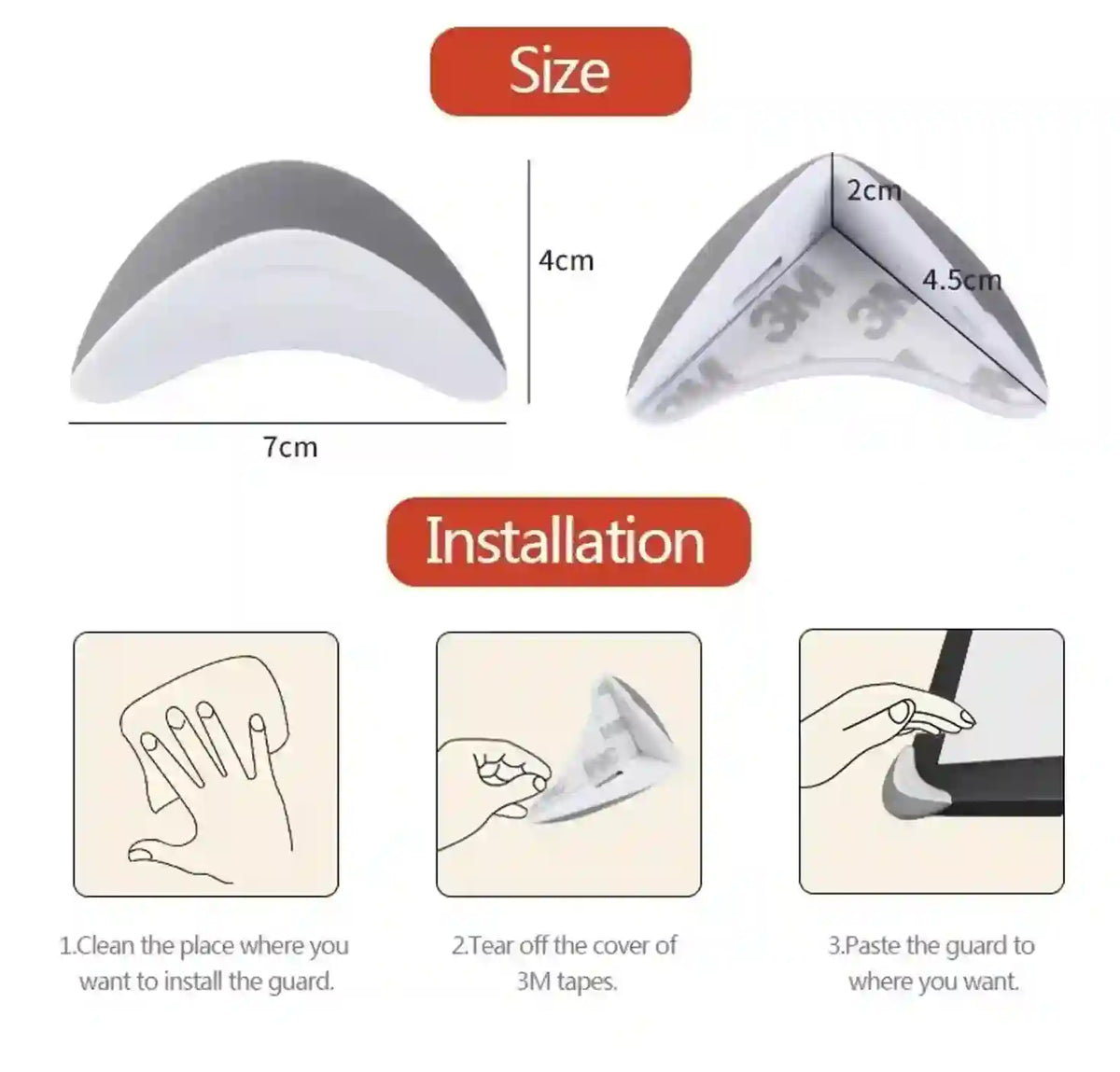 Product dimensions and installation instructions on a white background