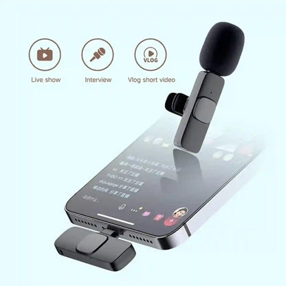 Phone with a microphone attachment on a light blue background
