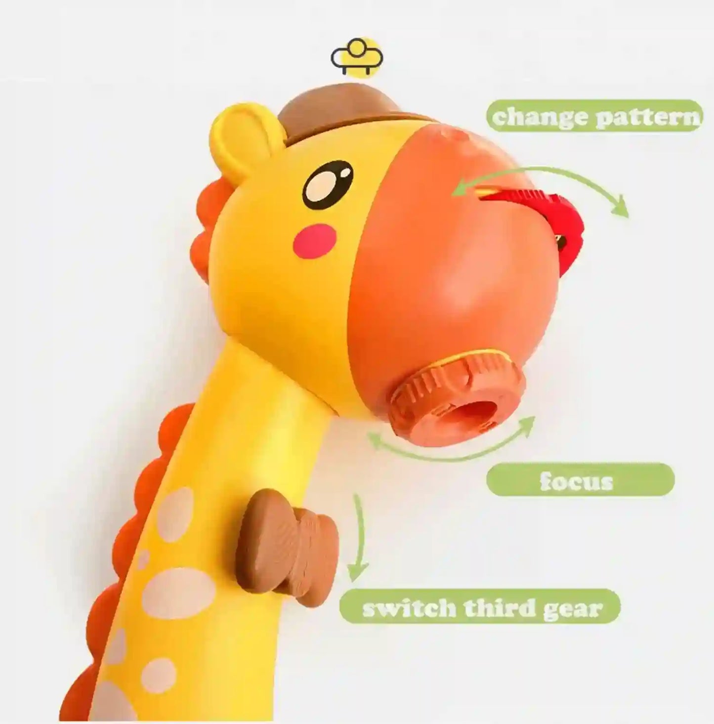 Toy gun with giraffe design on a white background