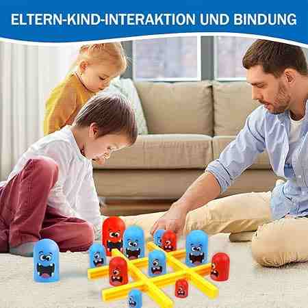 Family playing with colorful toy blocks on a couch