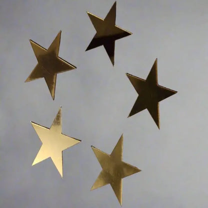 Five gold stars of varying sizes on a gray background