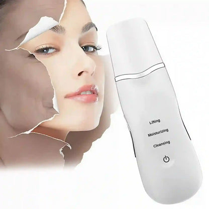 Skincare device with text on a white background