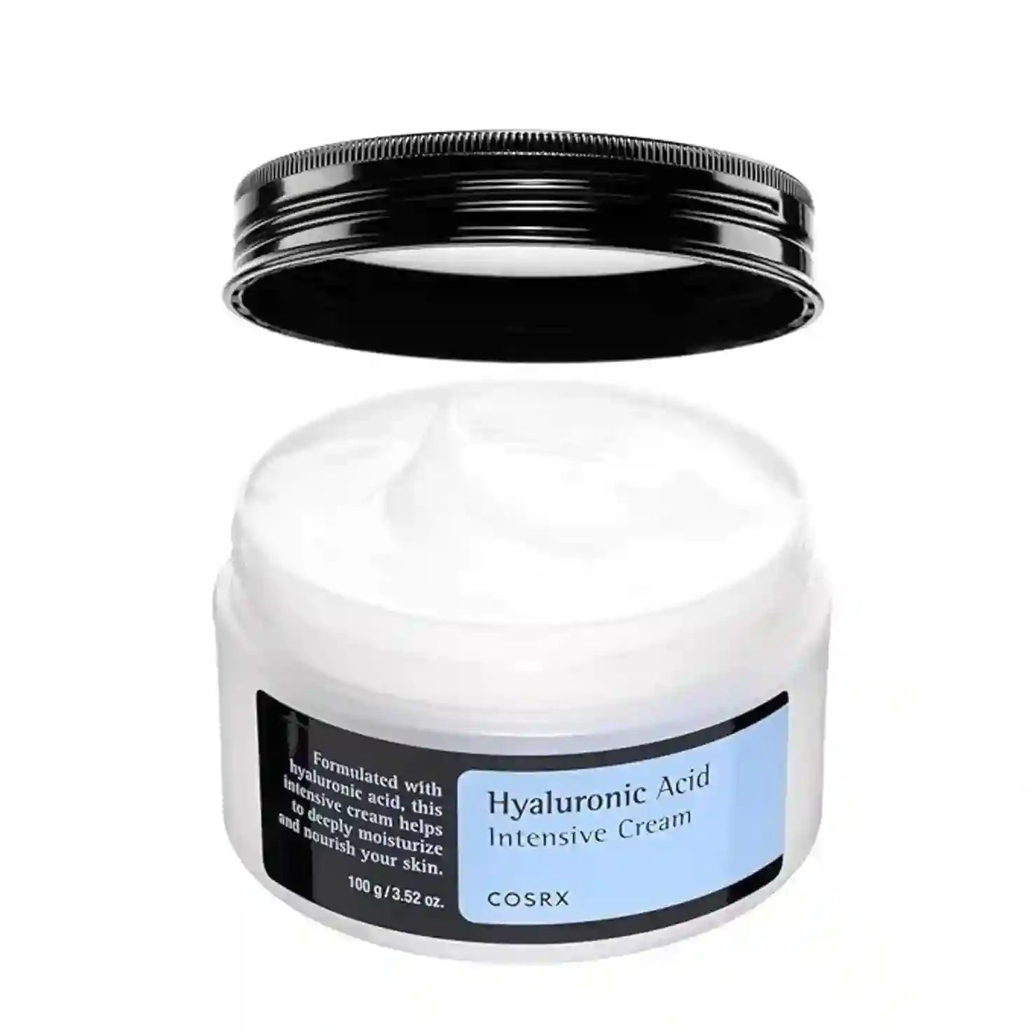 Cosrx Hyaluronic Acid Intensive Cream jar with black lid on a white background