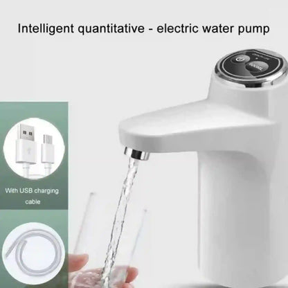 White electric water pump with USB charging cable on a light gray background
