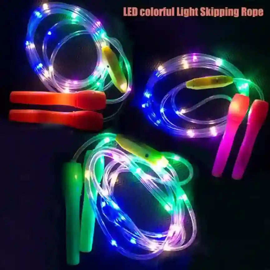 LED colorful light skipping rope set on a dark background
