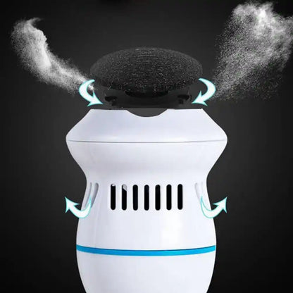 White electronic device with steam or smoke emanating from it on a black background