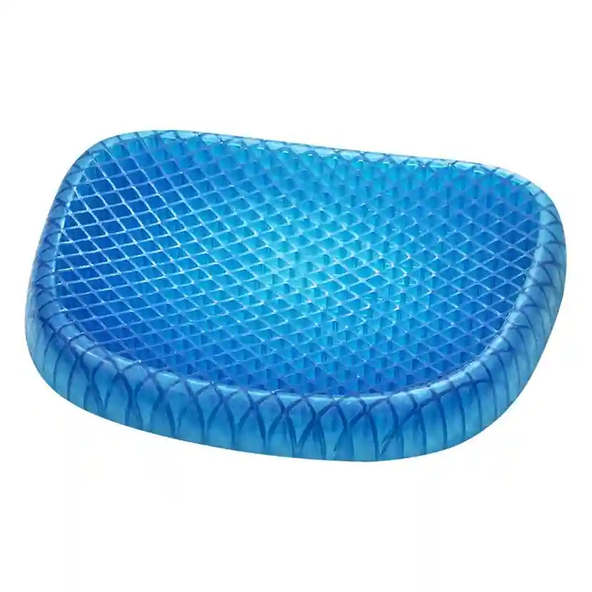 Blue mesh seat cushion on a white background