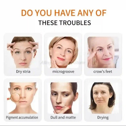 Faces with different skin concerns and text asking if the viewer has these troubles.