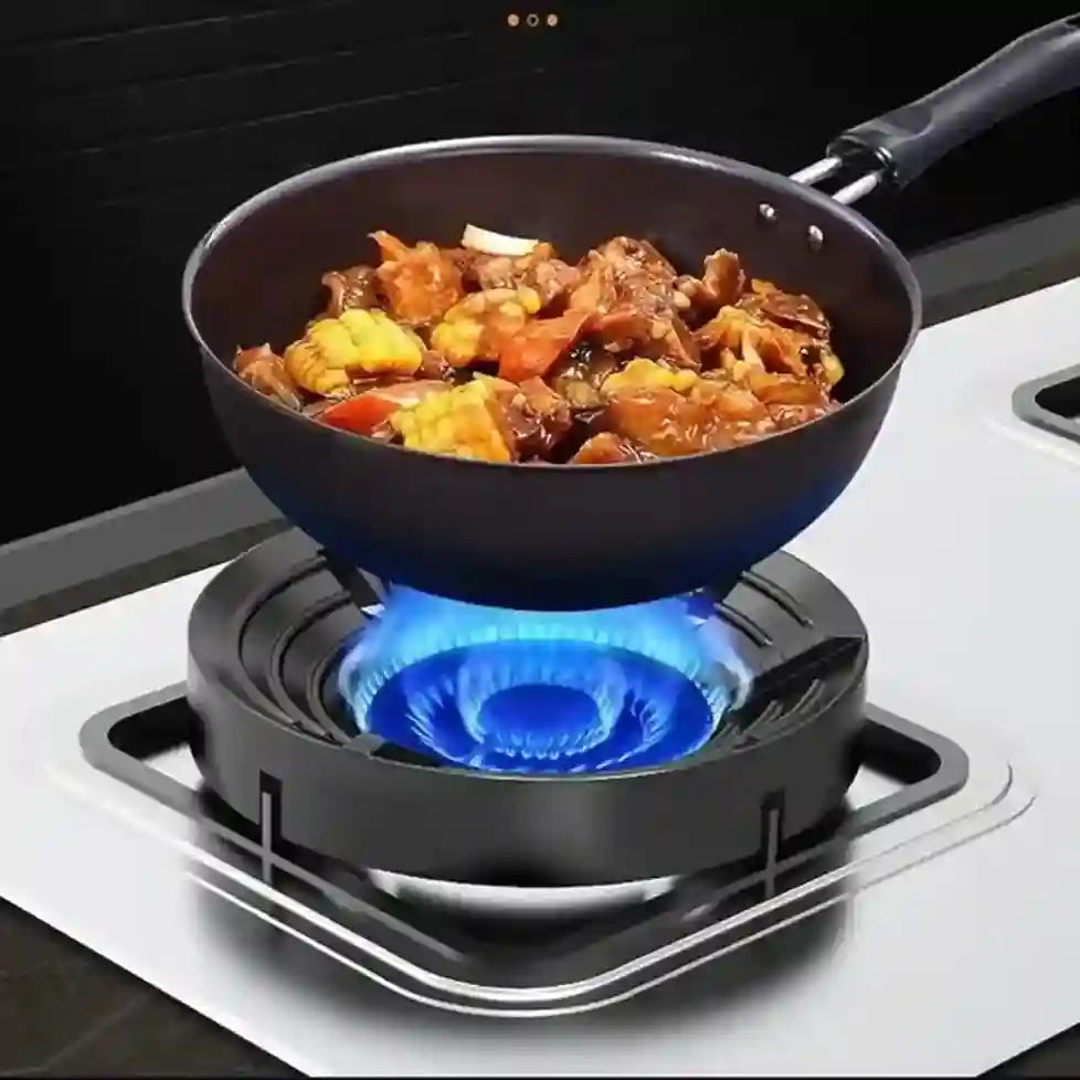 Wok with stir-fry on a gas stove