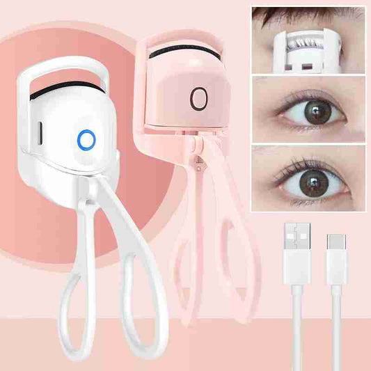 Eyelash extension tool with close-up details on a pink background
