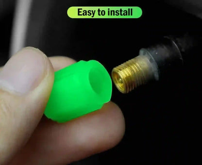 Green silicone cap being held over a brass fitting with 'Easy to install' text above.