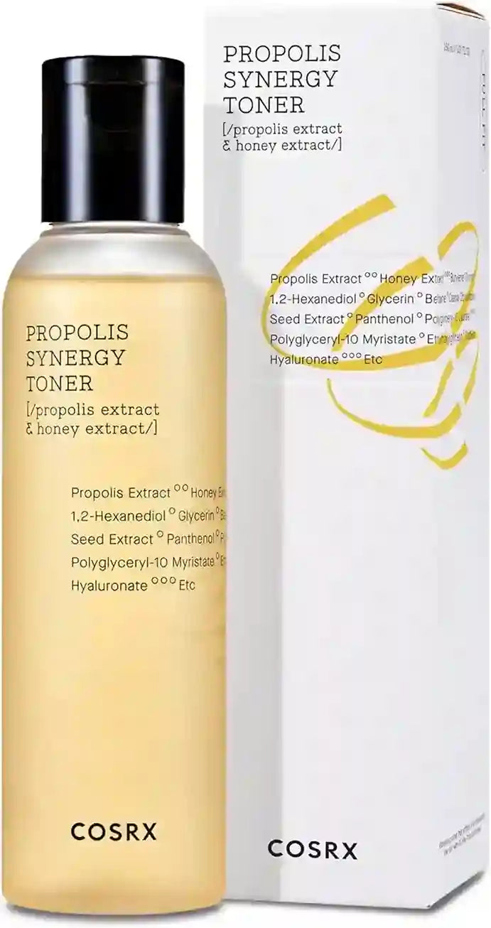 Cosrx Propolis Synergy Toner bottle and packaging on a white background