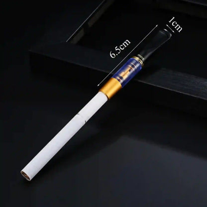 Cigarette with measurement labels on a black background