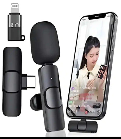 Phone camera lens kit with smartphone displaying a makeup application app.
