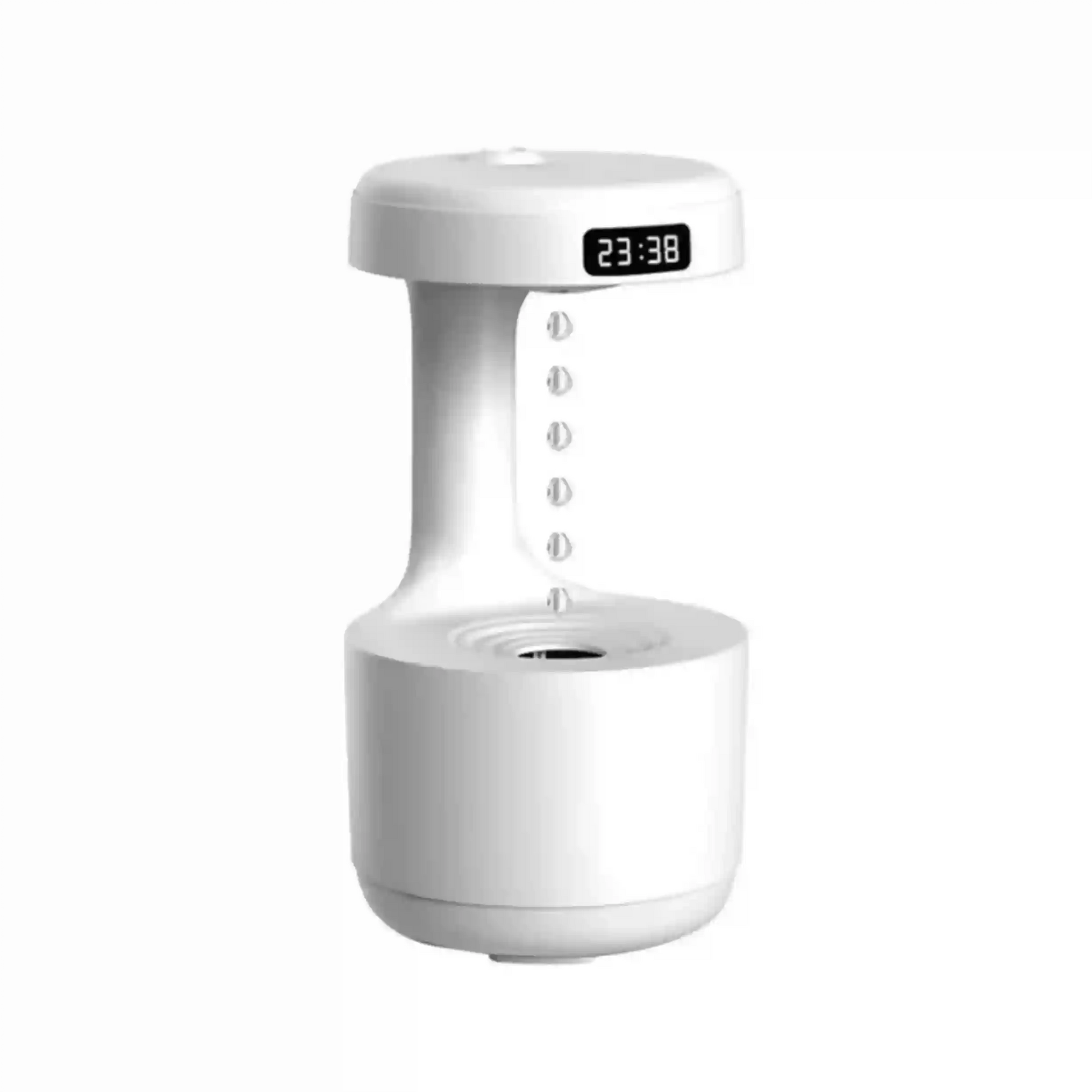 White electronic device with digital display on a white background